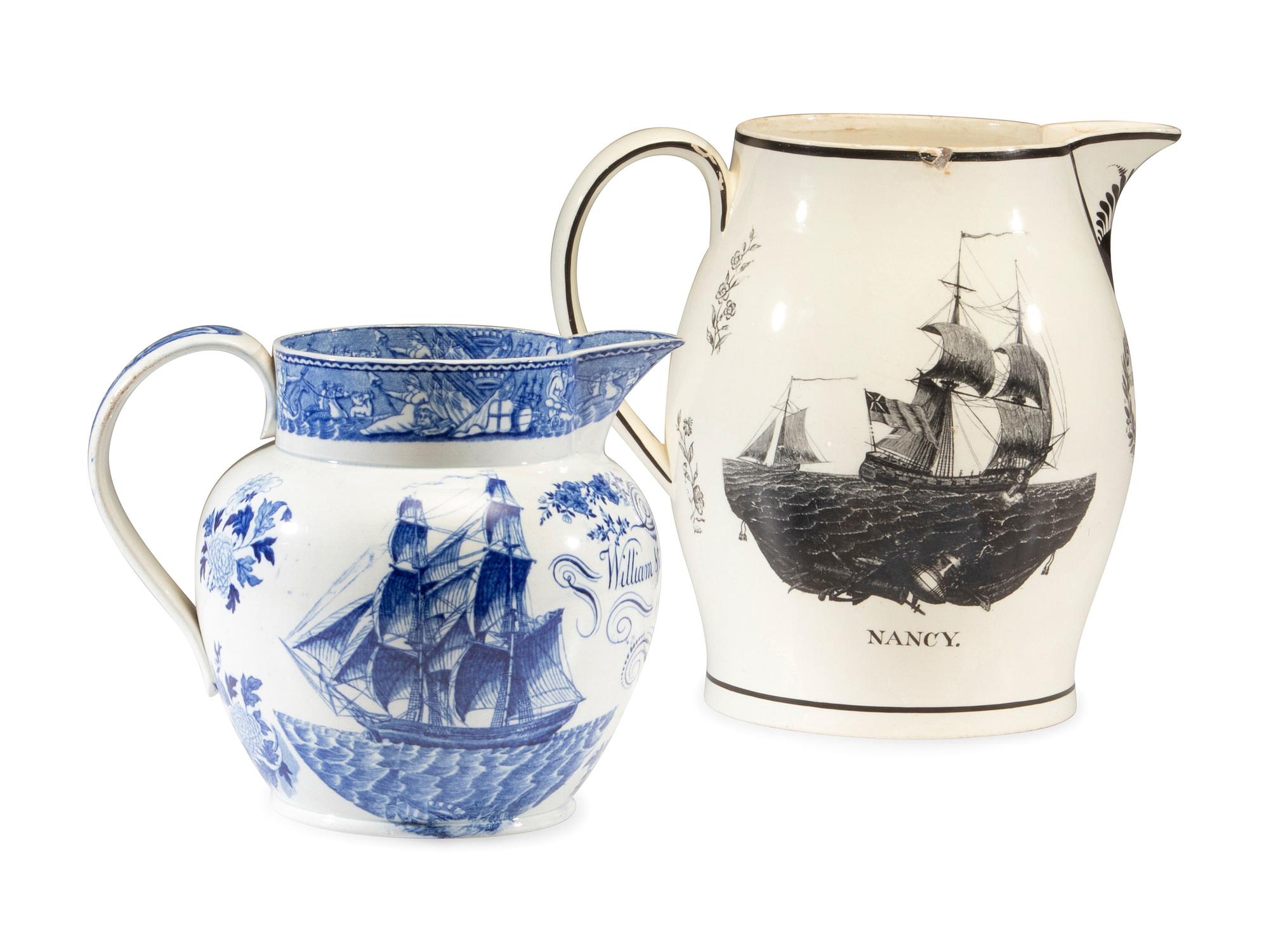 A Liverpool Black Transfer-Decorated Creamware Jug