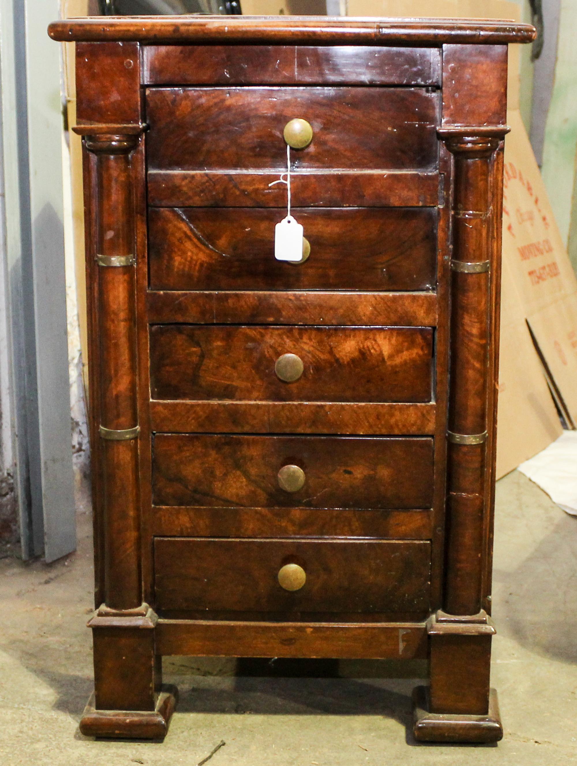 An American Mahogany Side Cabinet Height 30 1/2 x width 18 3/4 x depth 15 inches.