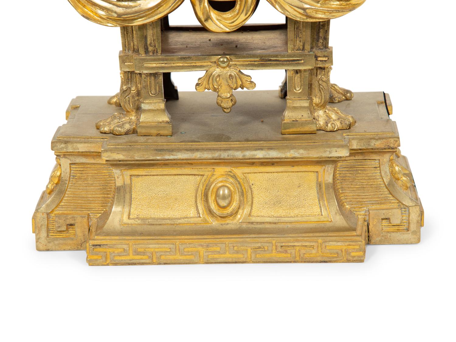 An English Gilt Bronze Mantel Clock