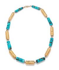 YELLOW GOLD AND TURQUOISE NECKLACE