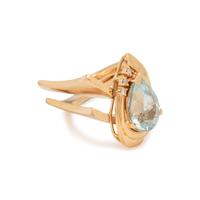 YELLOW GOLD, AQUAMARINE AND DIAMOND RING