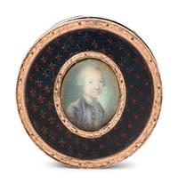 A Continental Rose Gold Mounted Portrait Miniature Inset Tortoiseshell Snuff Box