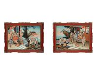 A Pair of Chinese Export Reverse Paintings on Glass