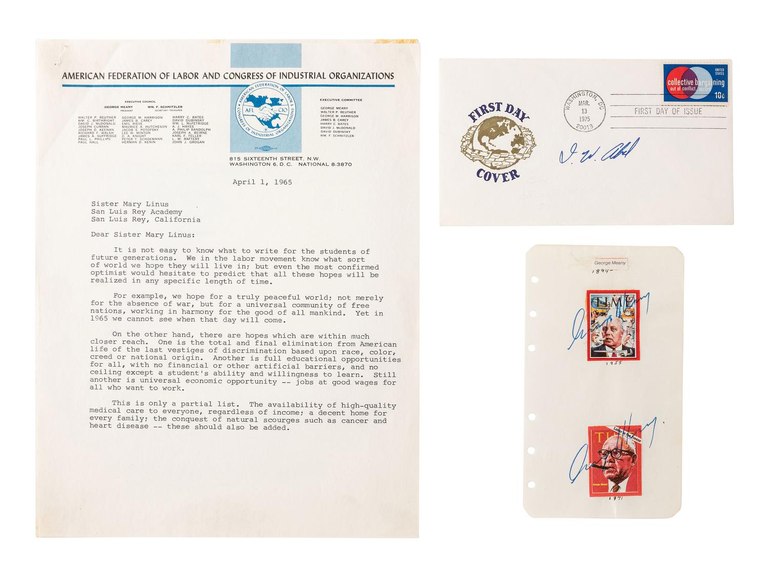 [SOCIAL REFORMERS]. Autographs from labor advocates and other social reformers, comprising: