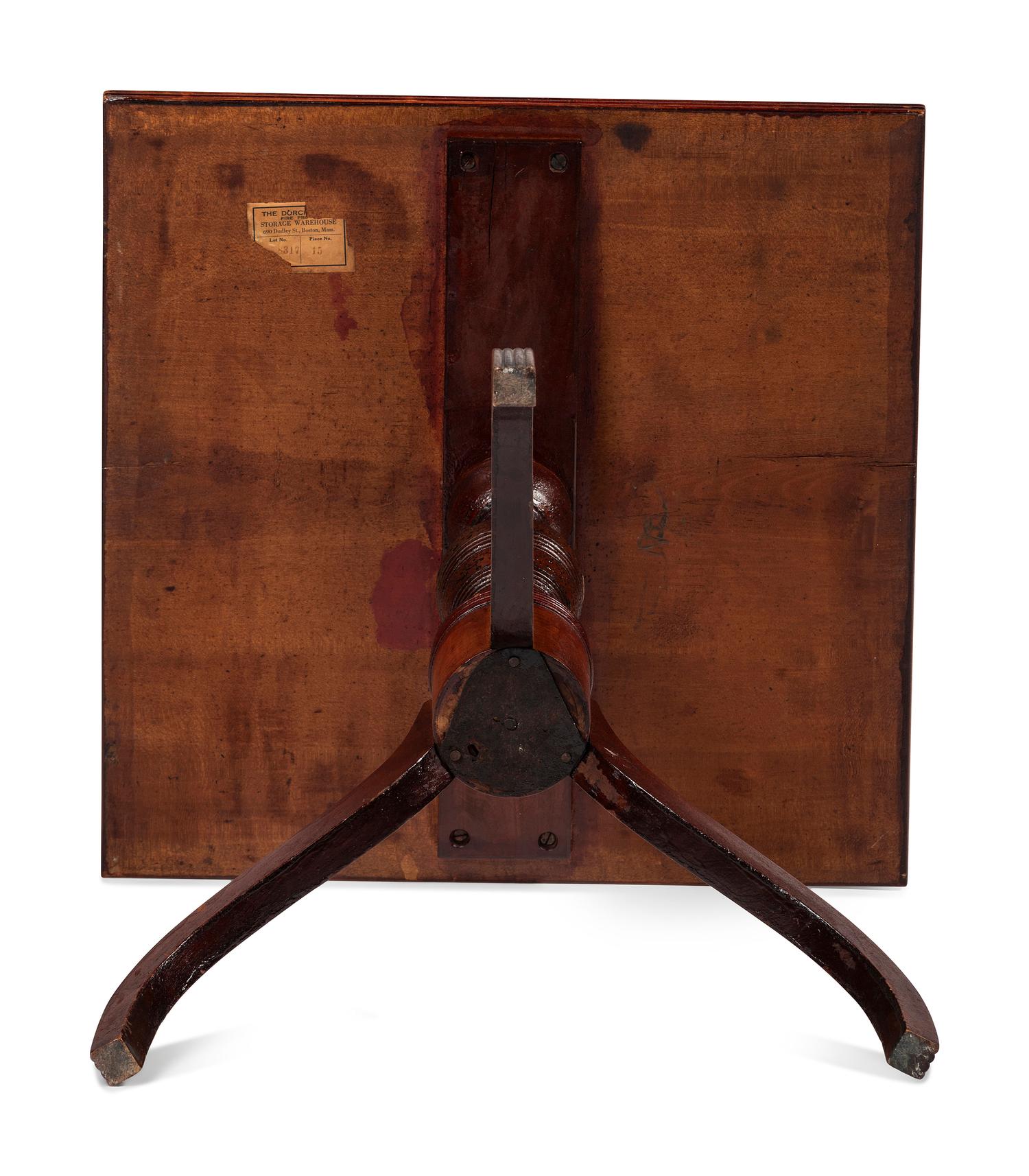 A Federal Red Stained Cherrywood and Maple Candlestand