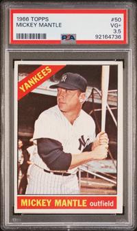 A 1966 Topps Mickey Mantle Baseball Card No. 50 (PSA 3.5 VG+)