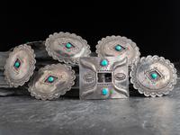 Navajo Silver and Turquoise Concha Belt, PLUS Additional Buckle