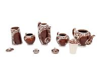 An American Silver Overaly Porcelain Five-Piece Tea and Coffee Service