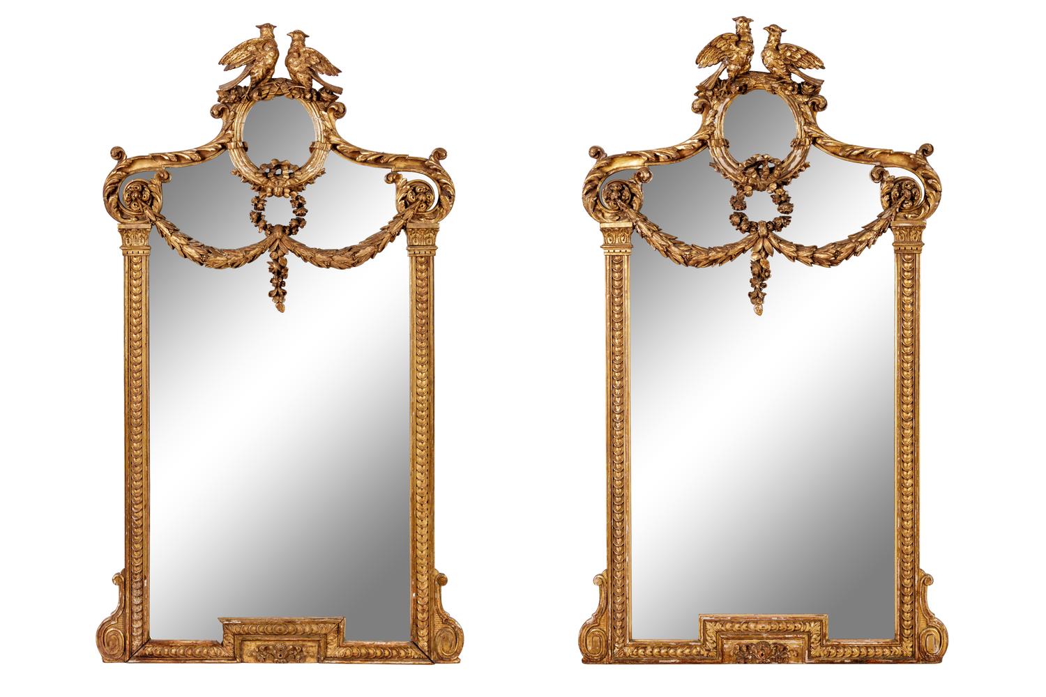 A Pair of Louis XVI Style Giltwood Pier Mirrors