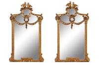 A Pair of Louis XVI Style Giltwood Pier Mirrors