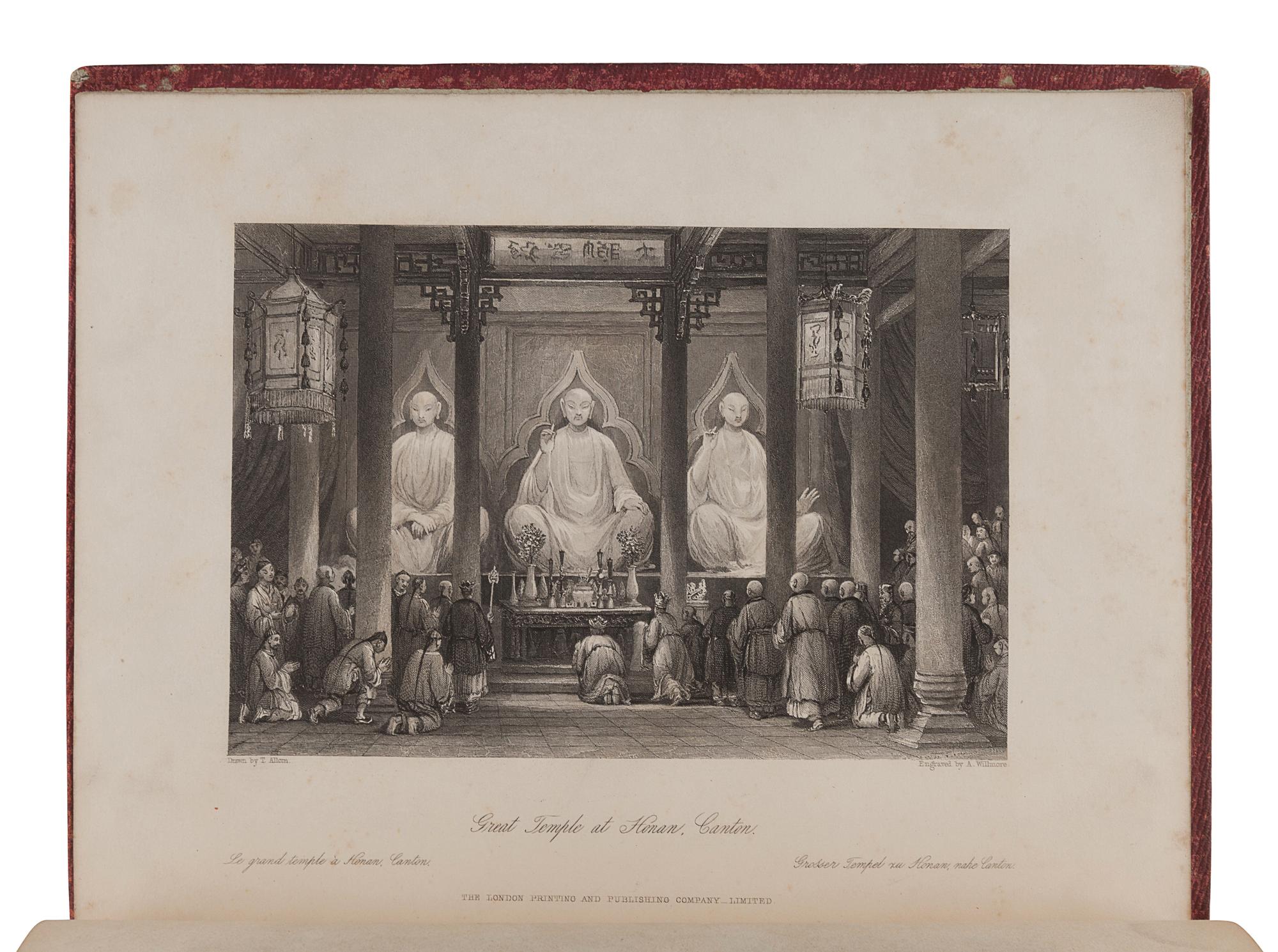 [CHINA -- TRAVEL & EXPLORATION]. ALLOM, Thomas (1804-1872), illustrator. -- WRIGHT, George Newenham (1794-1877). China in a Series of Views, Displaying the Scenery, Architecture, and Social Habits, of that Ancient Empire. London: Fisher, Son & Co., preface dated 1843.