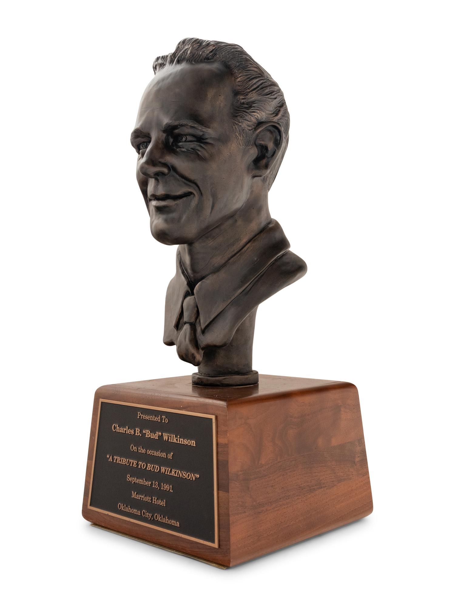 A 1991 Tribute To Bud Wilkinson Ceremony Award Bust Presented to Hall of Fame Oklahoma Football Coach Bud Wilkinson