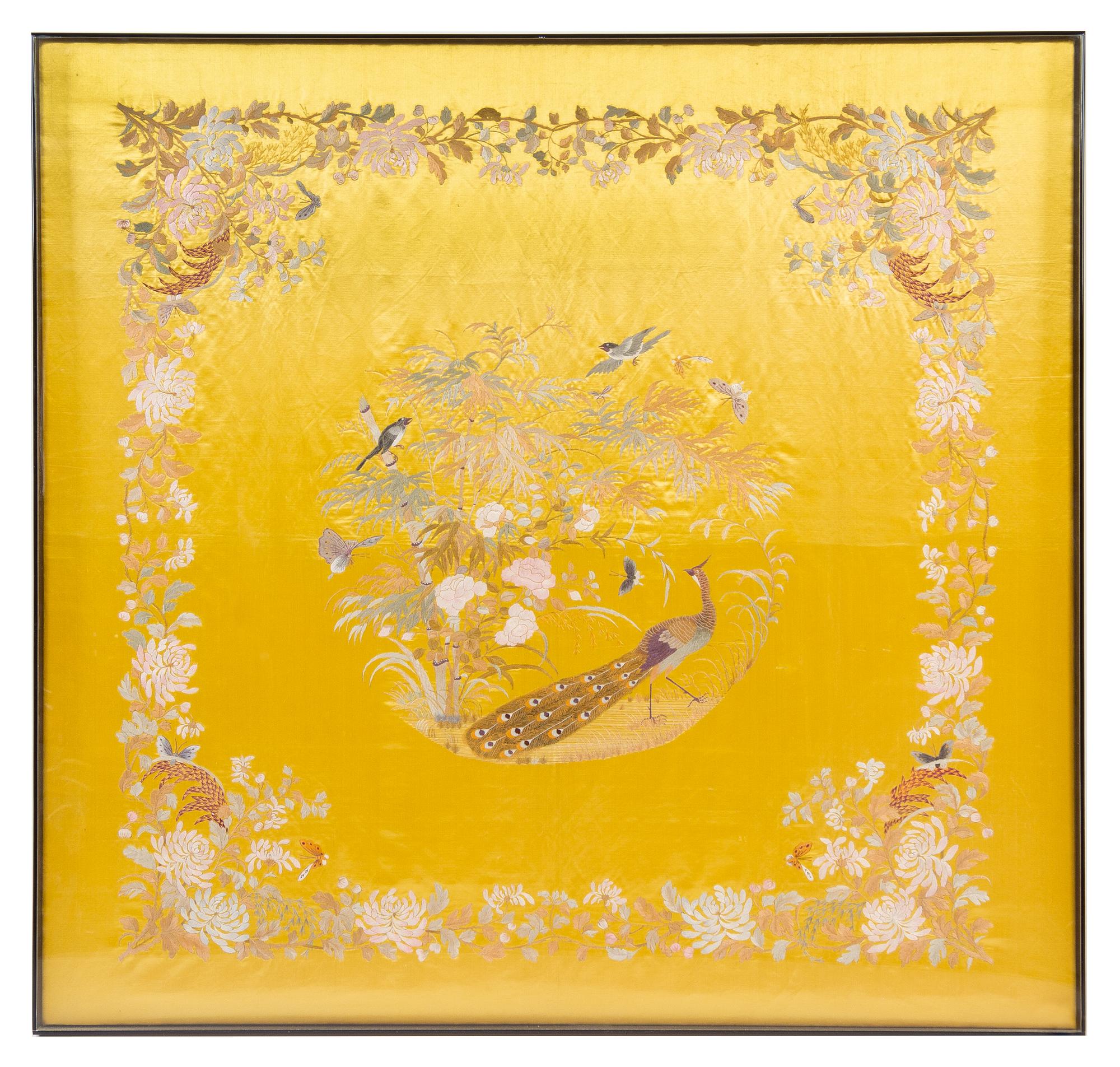 A Chinese Embroidered Silk Panel