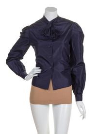 A Bill Blass Navy Taffeta Blouse,