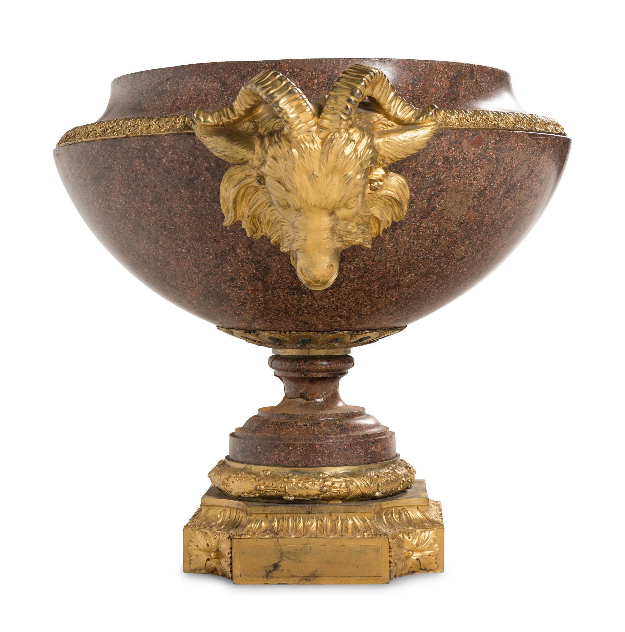 A Neoclassical Style Gilt Bronze Mounted Granite Urn