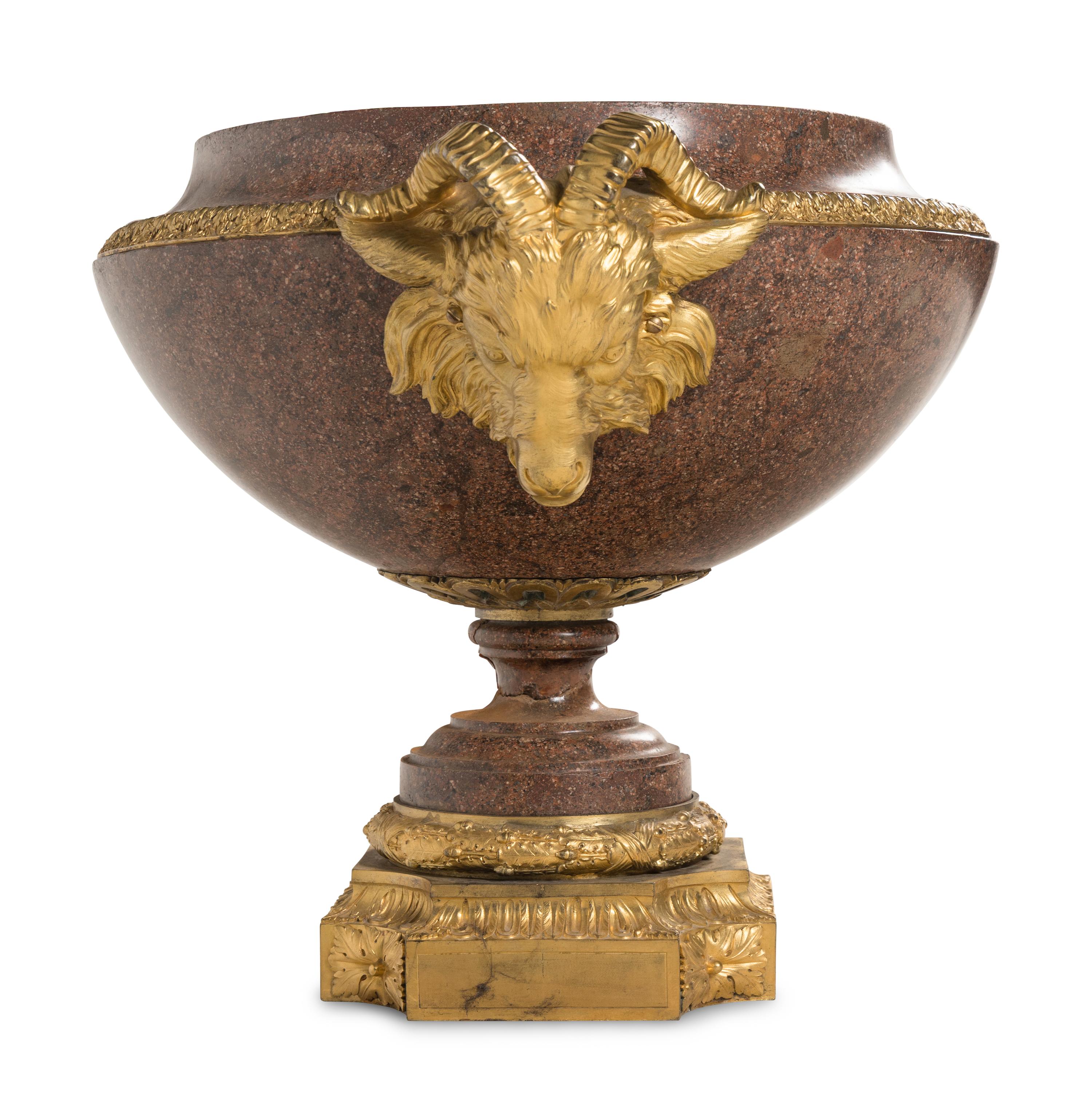 A Neoclassical Style Gilt Bronze Mounted Granite Urn