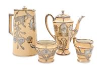 A Lenox Silver Overlay Tea Service Height of covered pitcher 7 3/8 inches.
