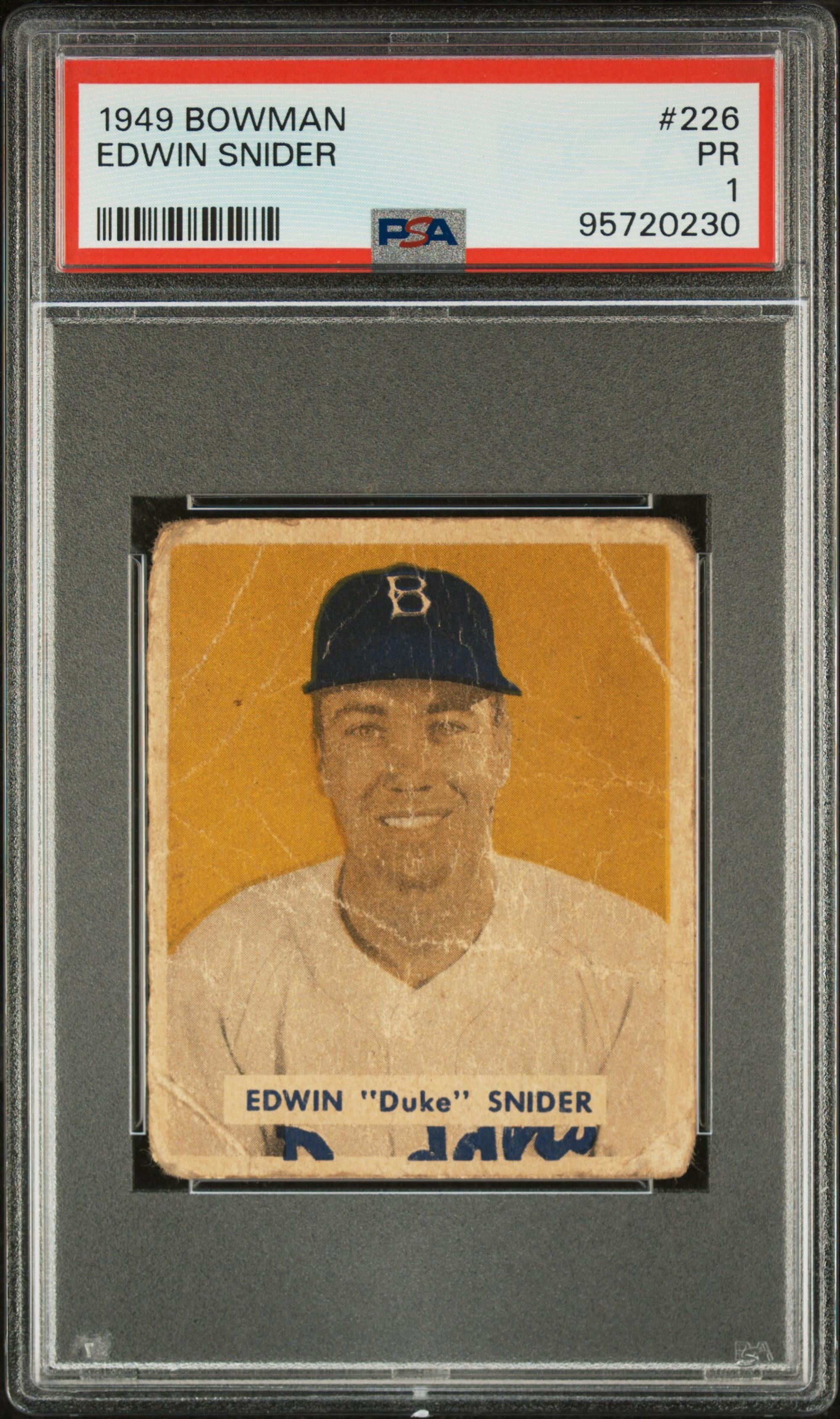 A 1949 Bowman Duke Snider Rookie Baseball Card No. 226 (PSA 1)