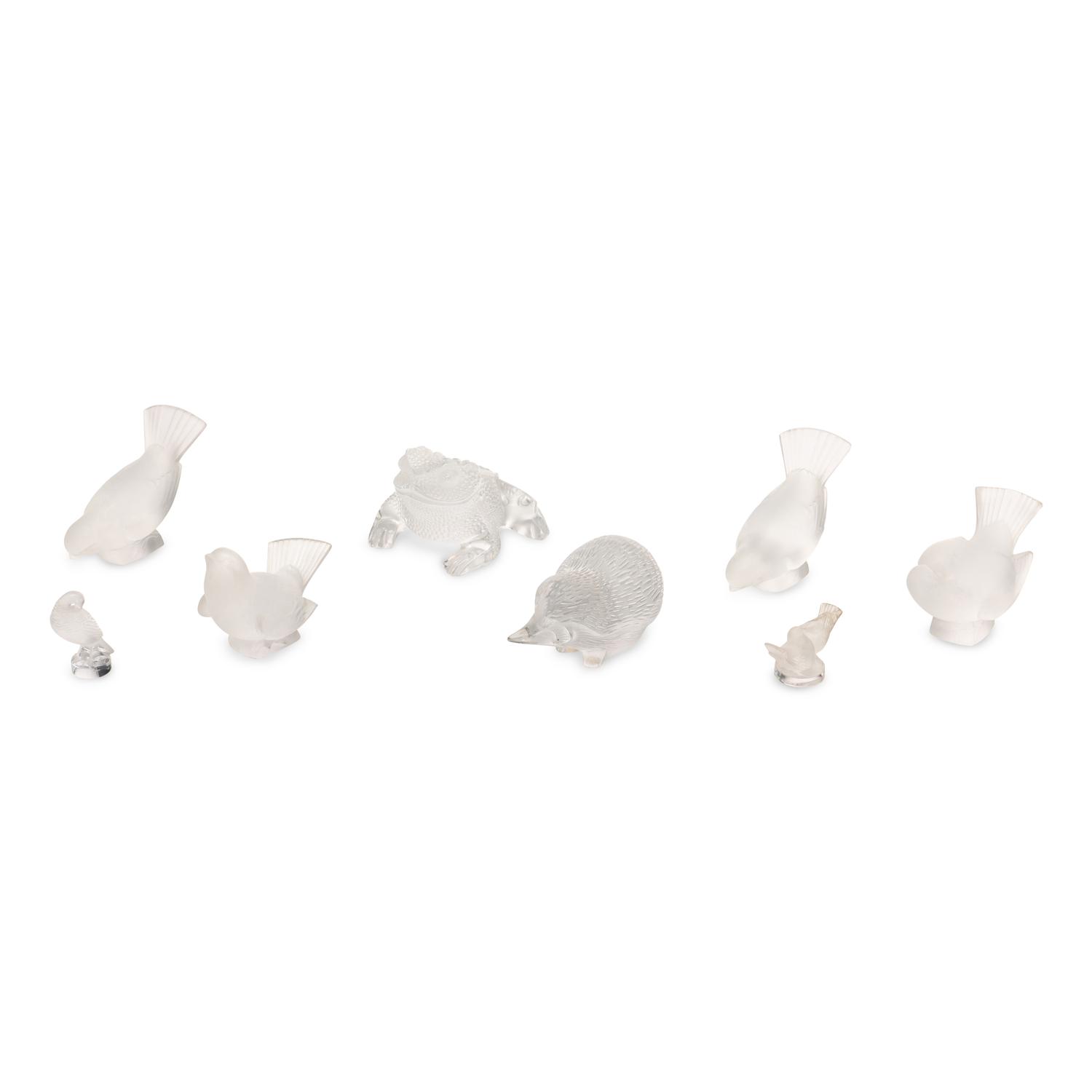 Eight Lalique Glass Animal Figurines