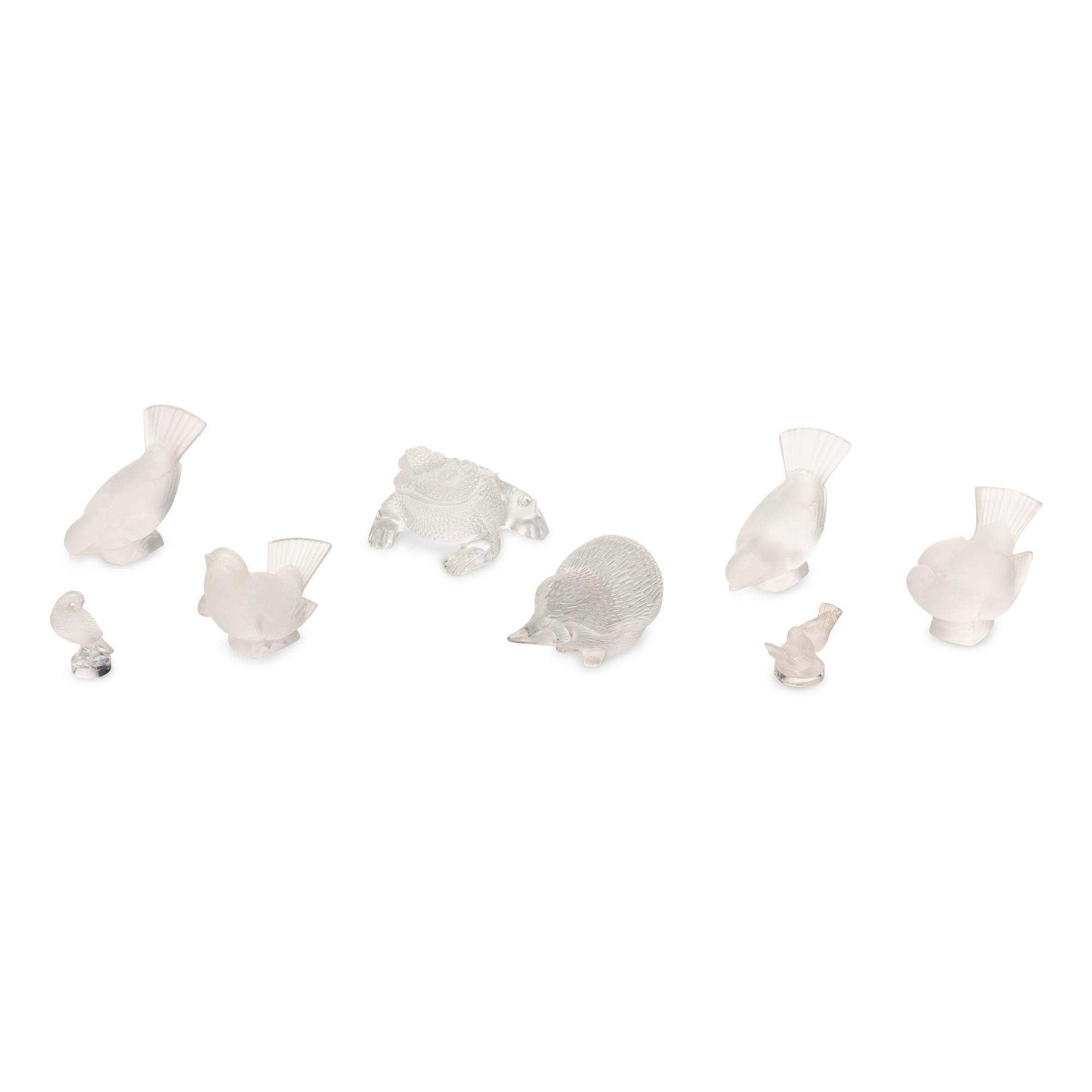 Eight Lalique Glass Animal Figurines