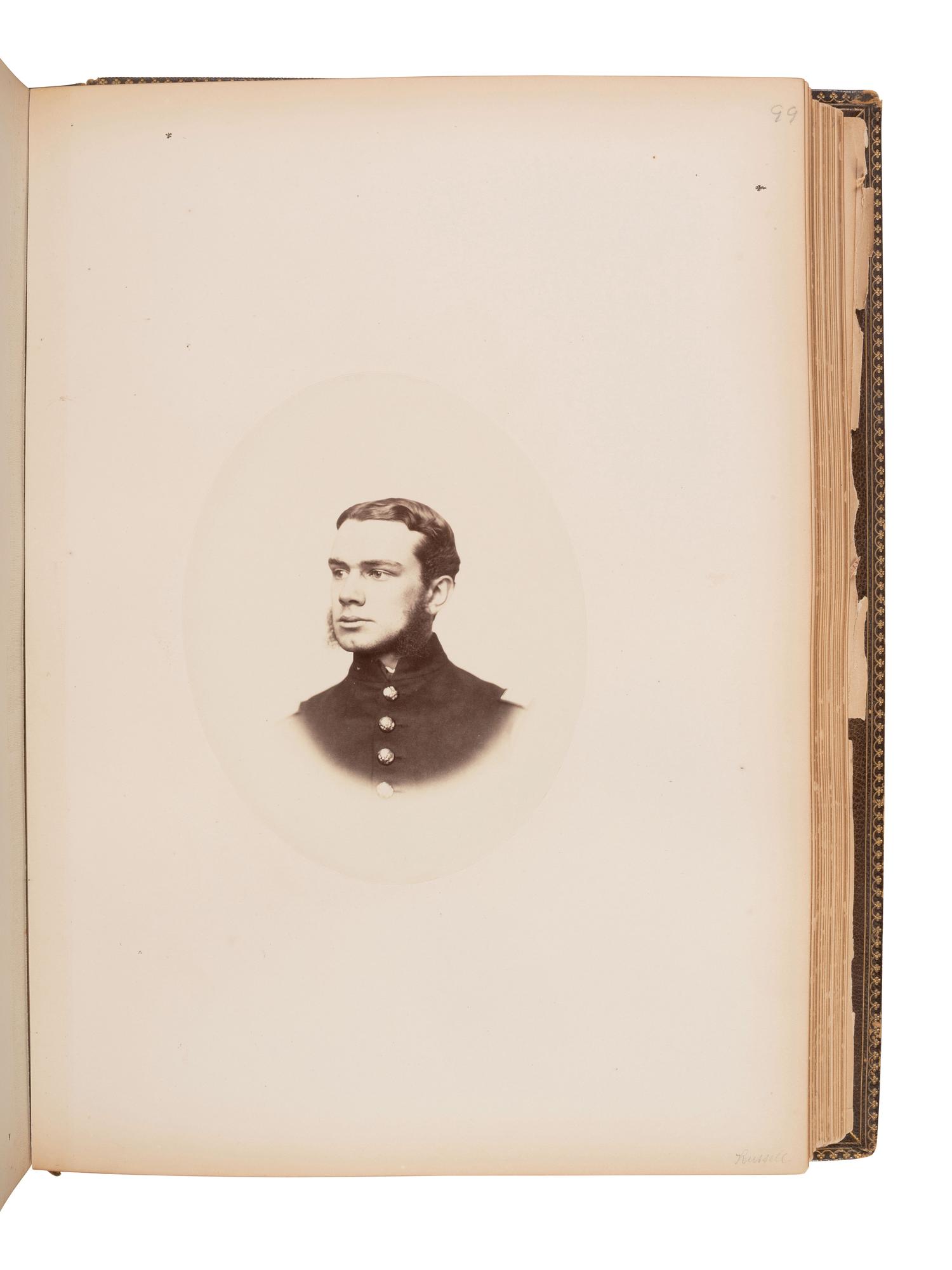 [CIVIL WAR]. The Class of 1865 Harvard College. Cambridge, MA. Yearbook containing albumen photographs of grounds, faculty, and students who later served in the Civil War.