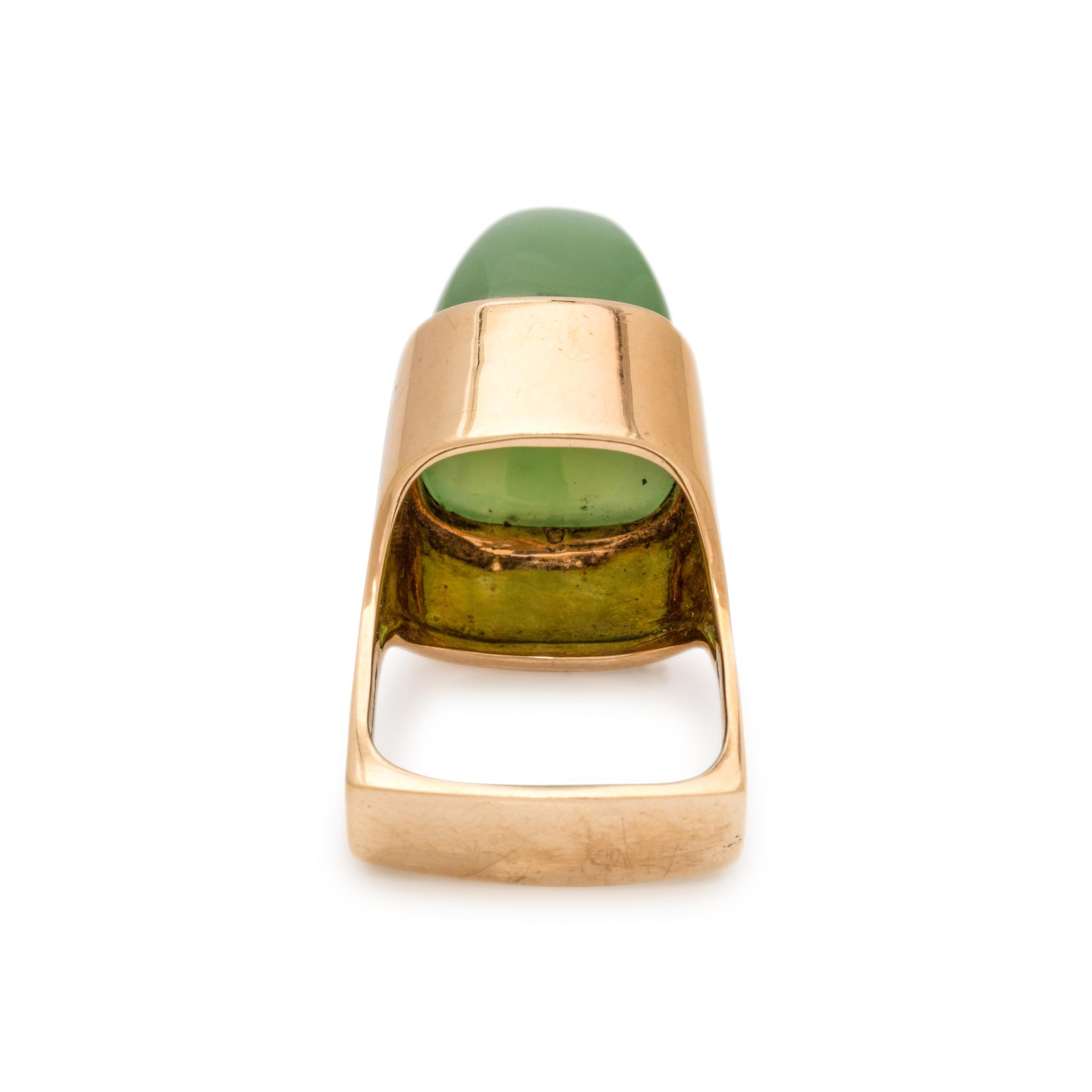 OLE LYNGGAARD, YELLOW GOLD AND NEPHRITE RING