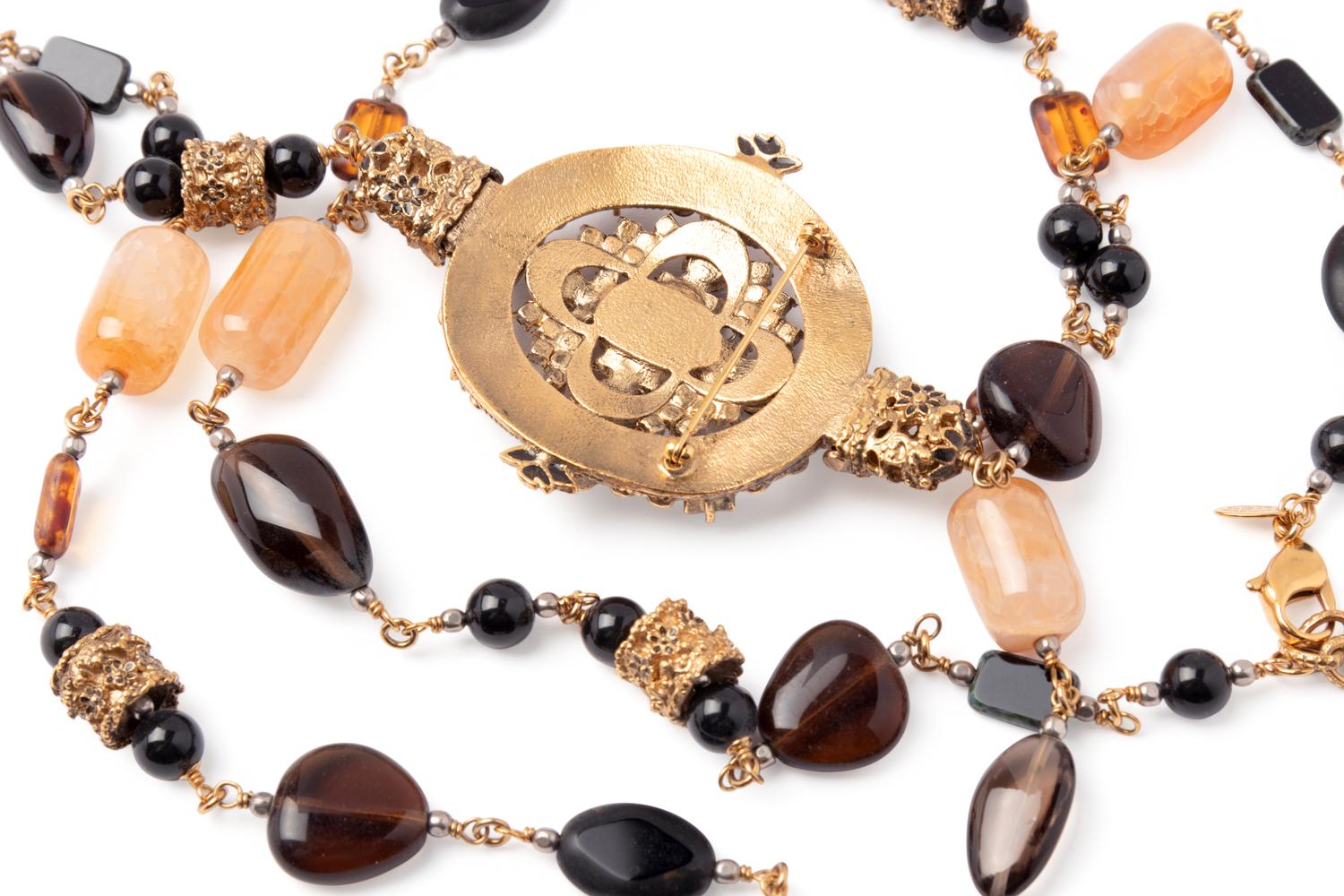 Chanel Stone and Chain Necklace Brooch Pin, Fall 2011