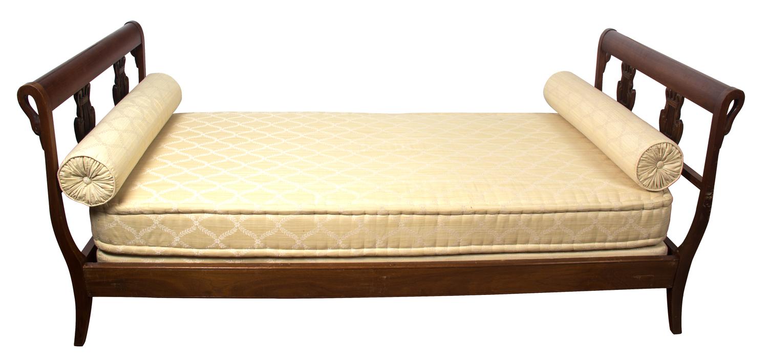 A Empire Style Carved Mahogany Day Bed — 20TH CENTURY