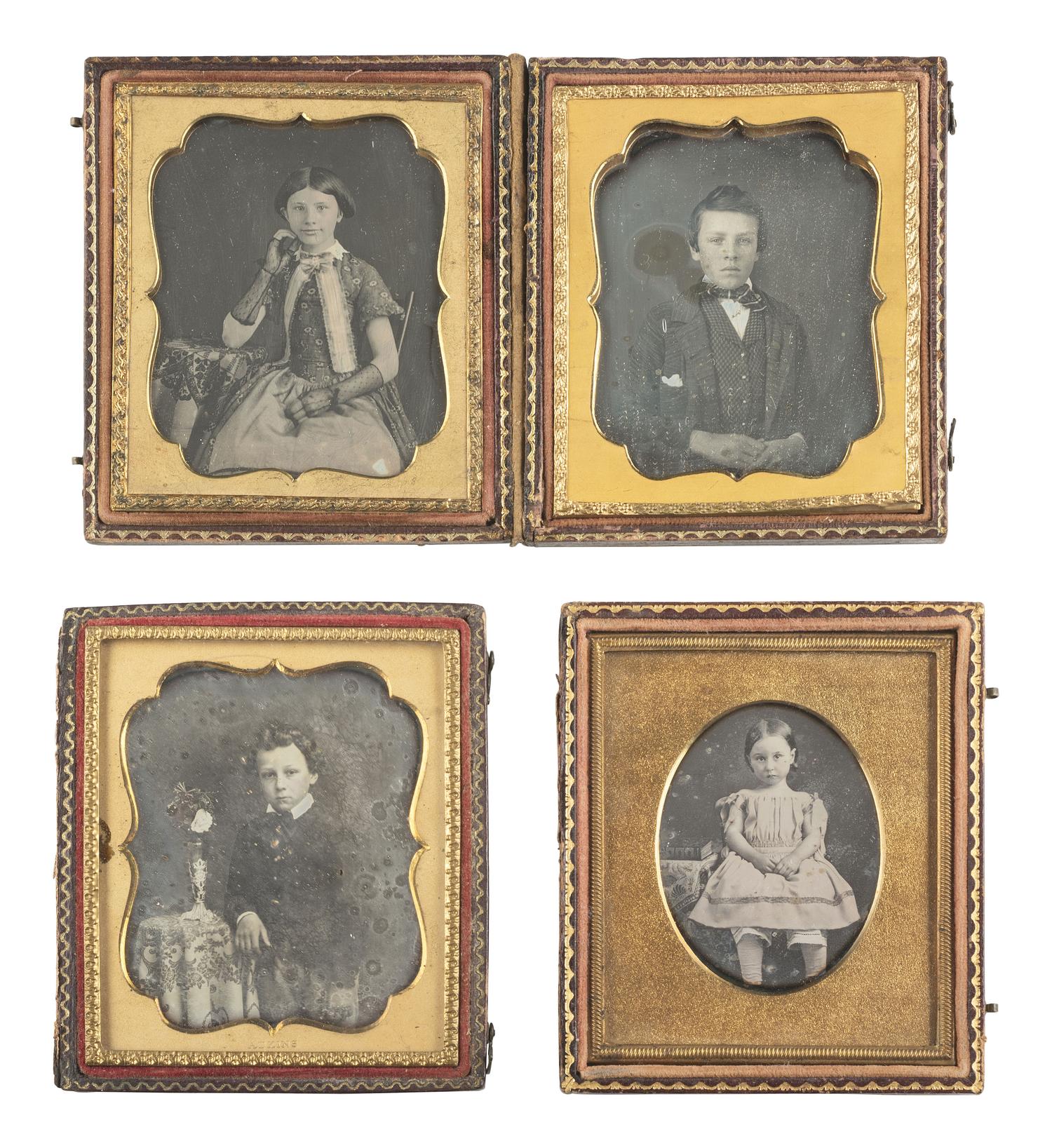 [EARLY PHOTOGRAPHY]. 21 sixth plate daguerreotypes of children.