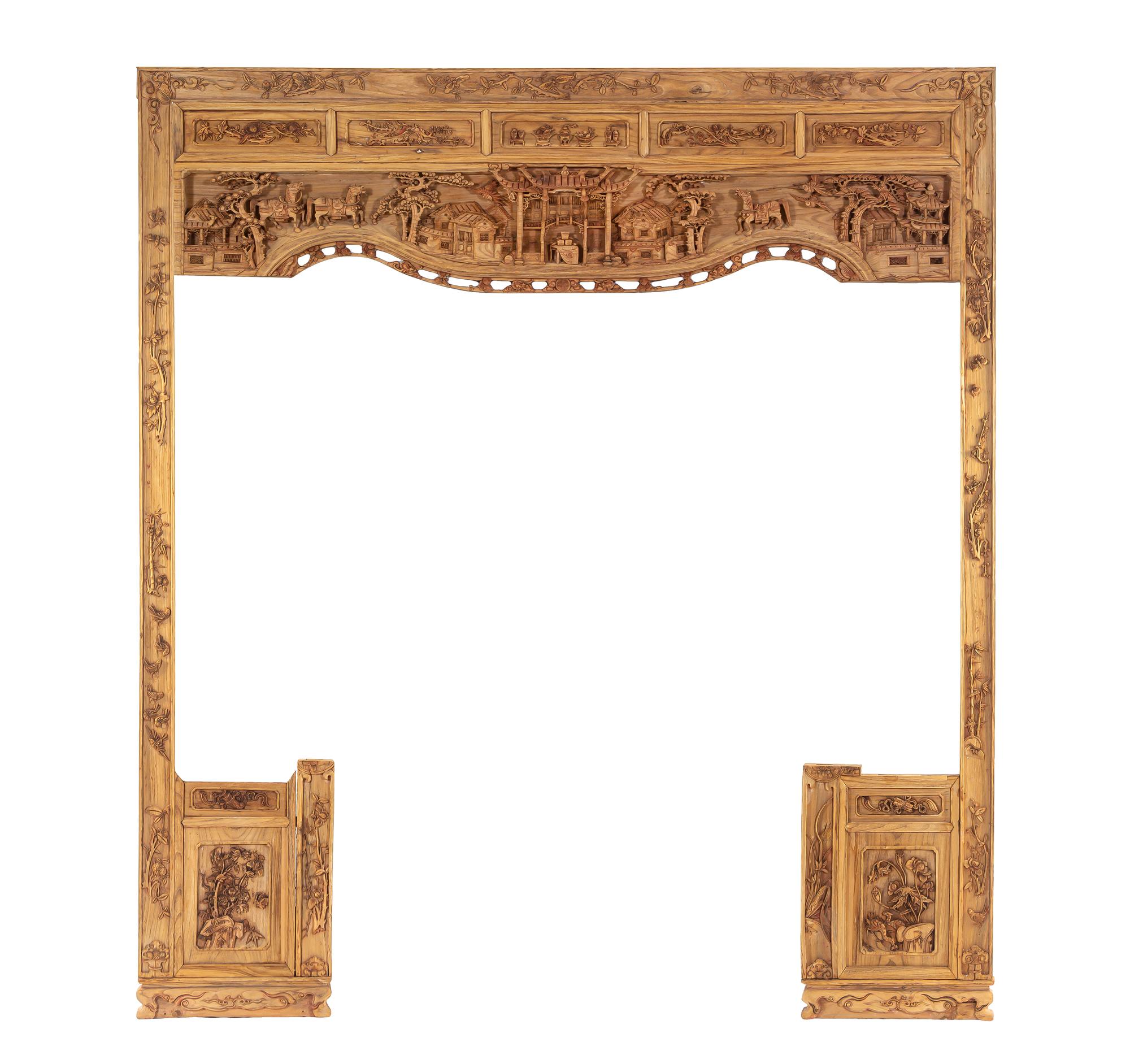 A Chinese Carved Softwood Door Frame