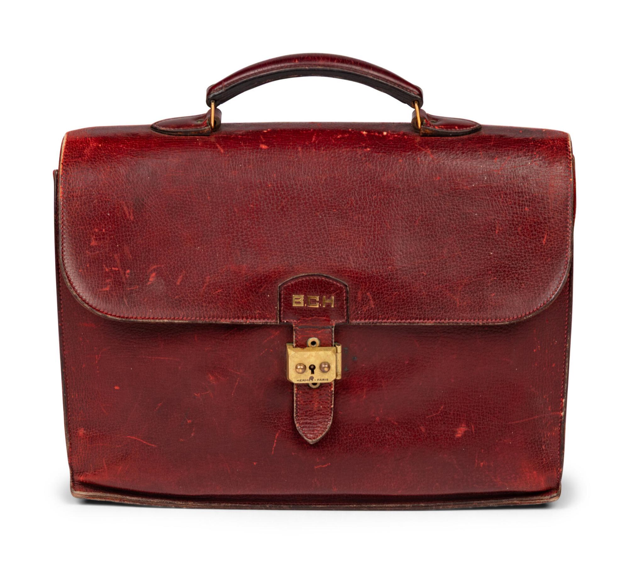 Hermès, Burgundy Leather Briefcase