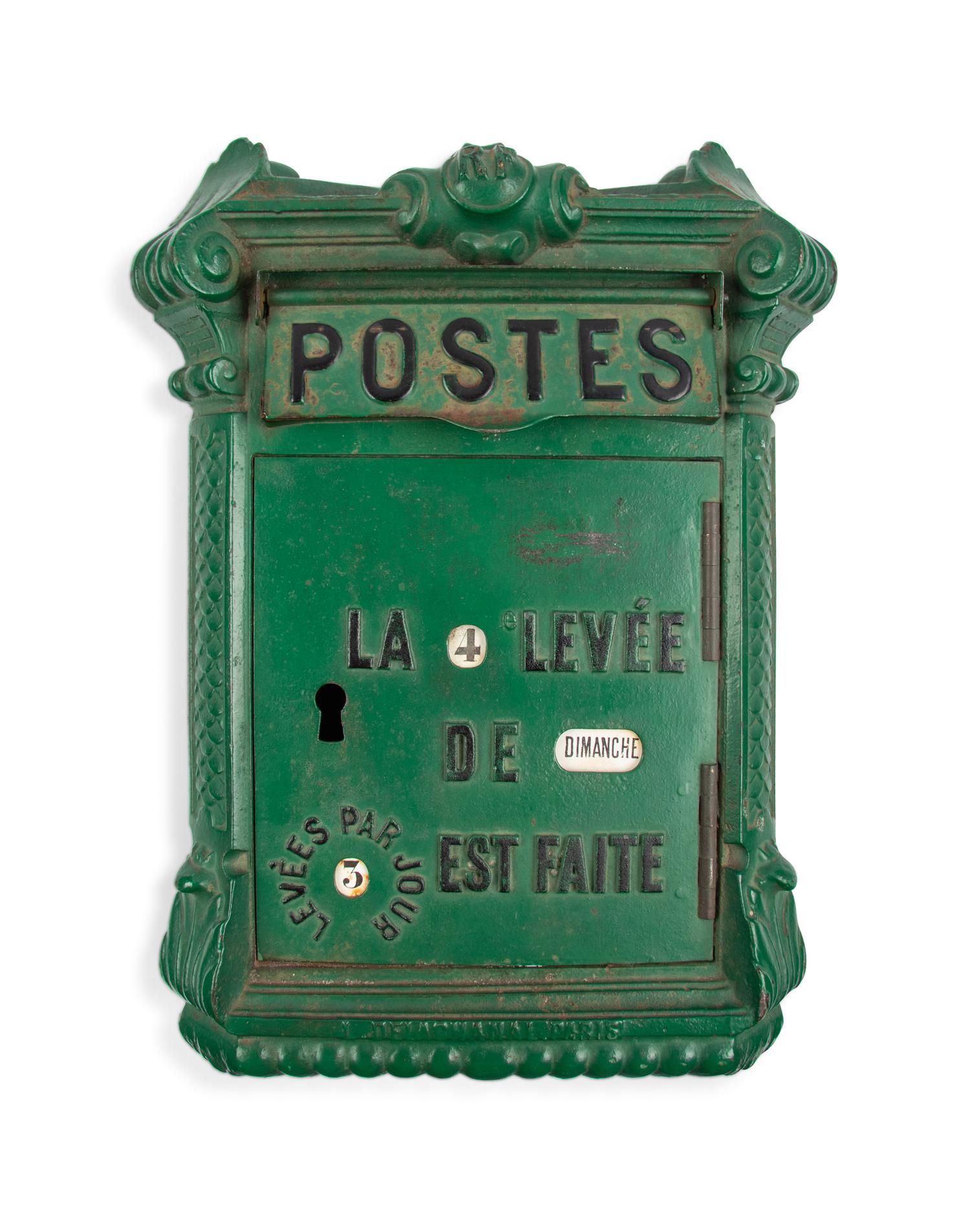 A French Painted Cast Iron Mailbox