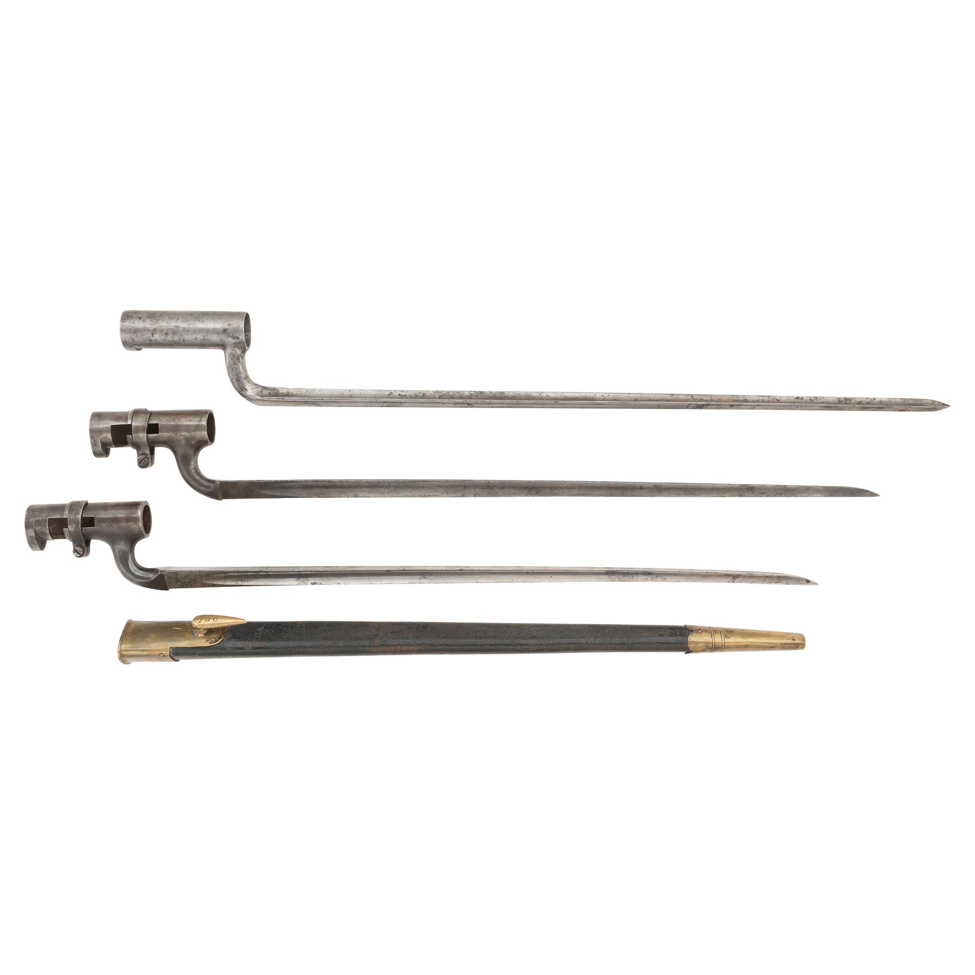 Lot of Three Civil War Import Socket Bayonets Including: British P1853 and Austrian M1838