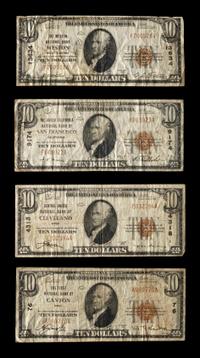 A Group of Four Series 1929 National Bank: Type 1 $10 Notes