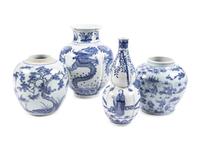 Four Chinese Blue and White Porcleain Vessels
