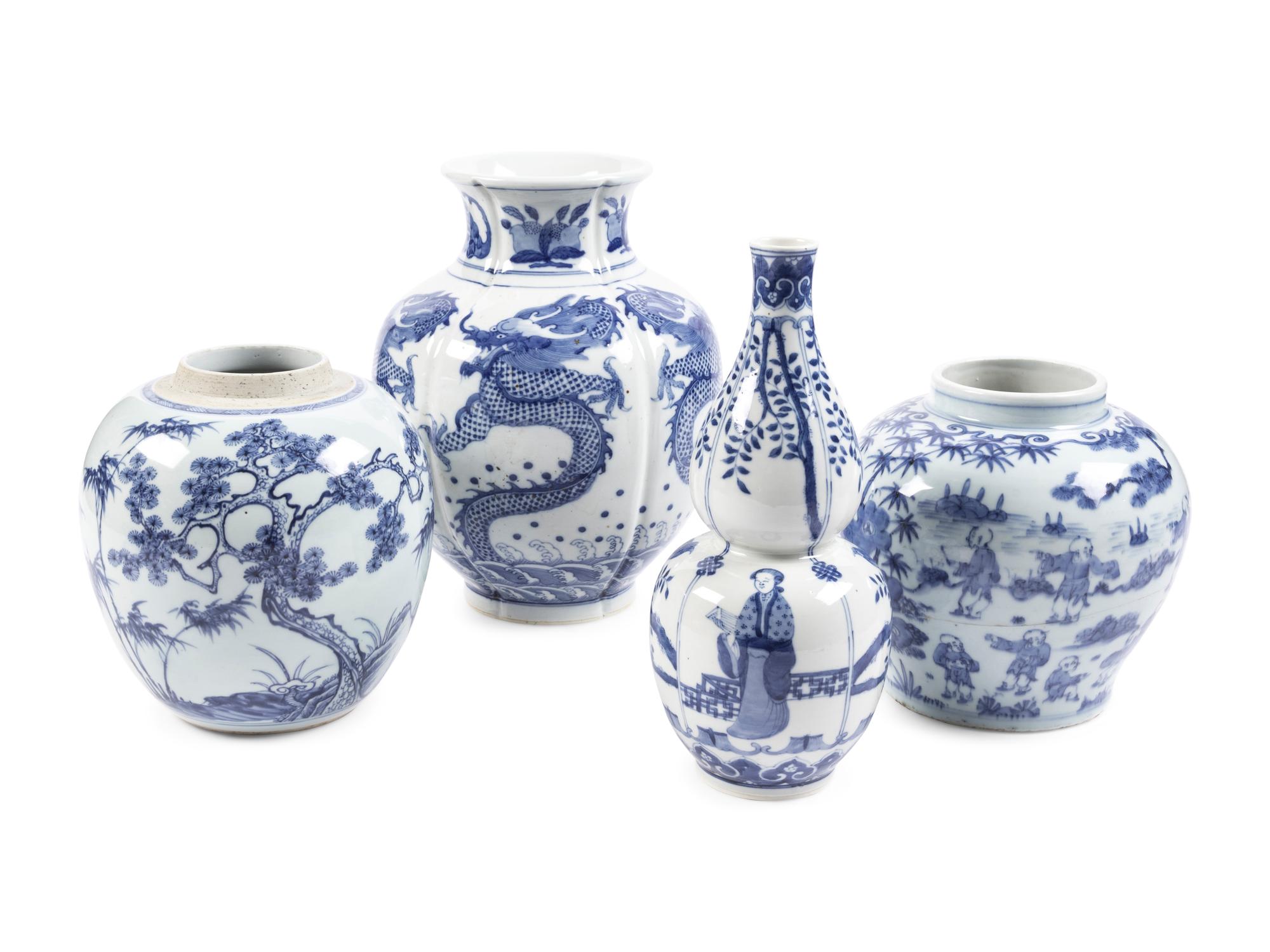 Four Chinese Blue and White Porcleain Vessels