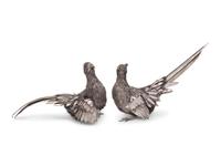 Two Buccellati Silver Furry Pheasant Figures