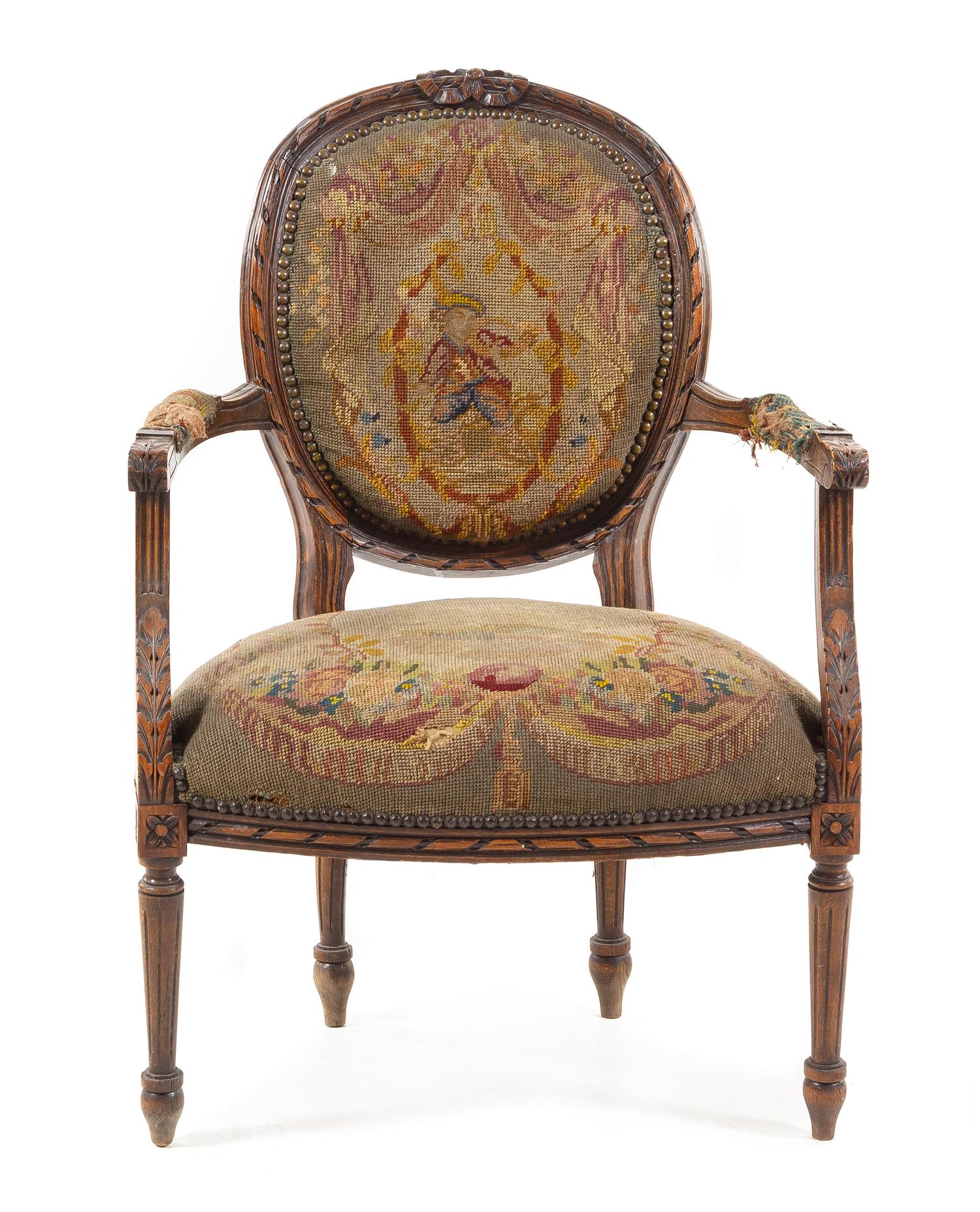 A Louis XVI Style Fauteuil Height 35 inches. — LATE 19TH/EARLY 20TH CENTURY
