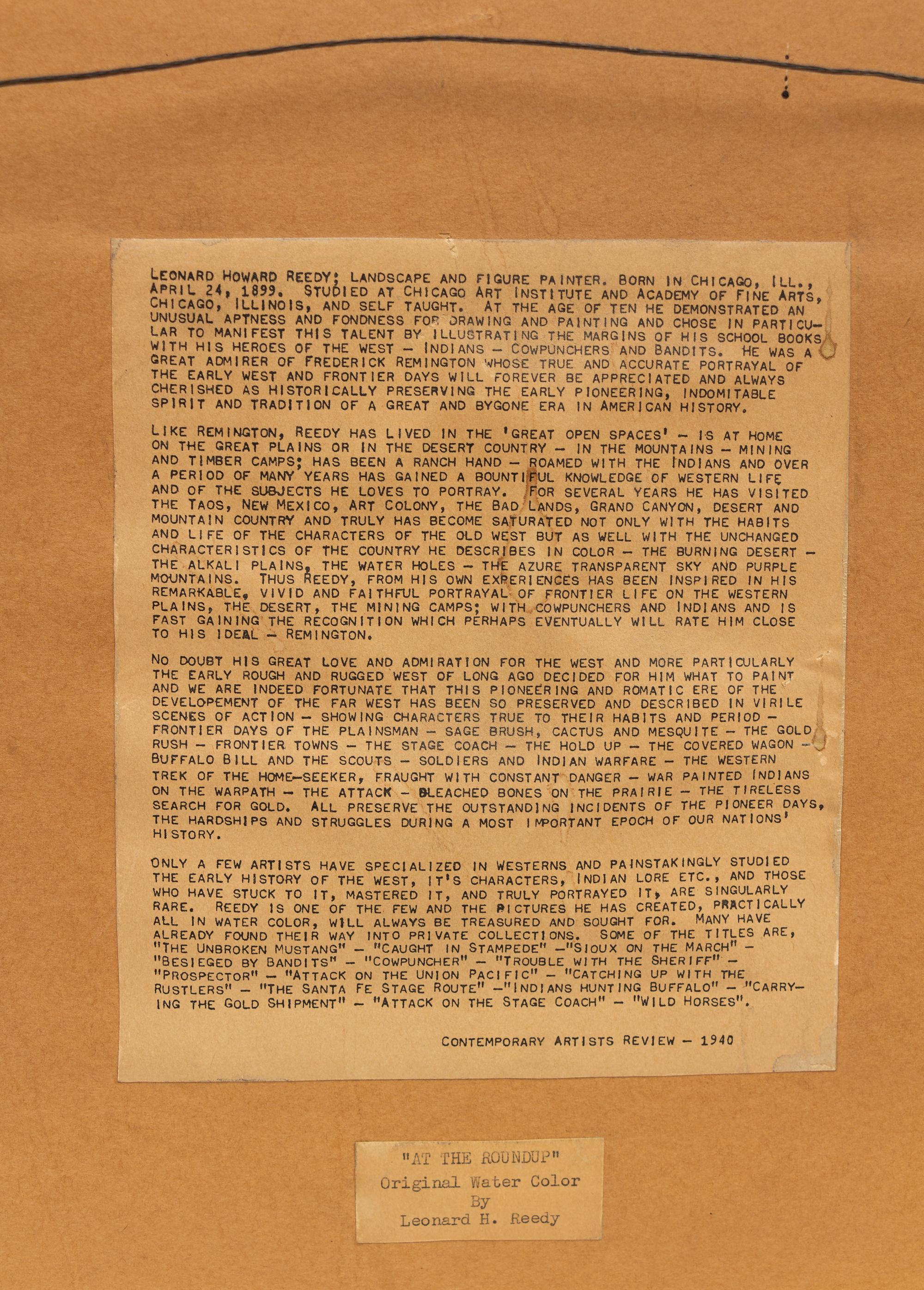 Two Works: Arrest of the Outlaw and At the Roundup