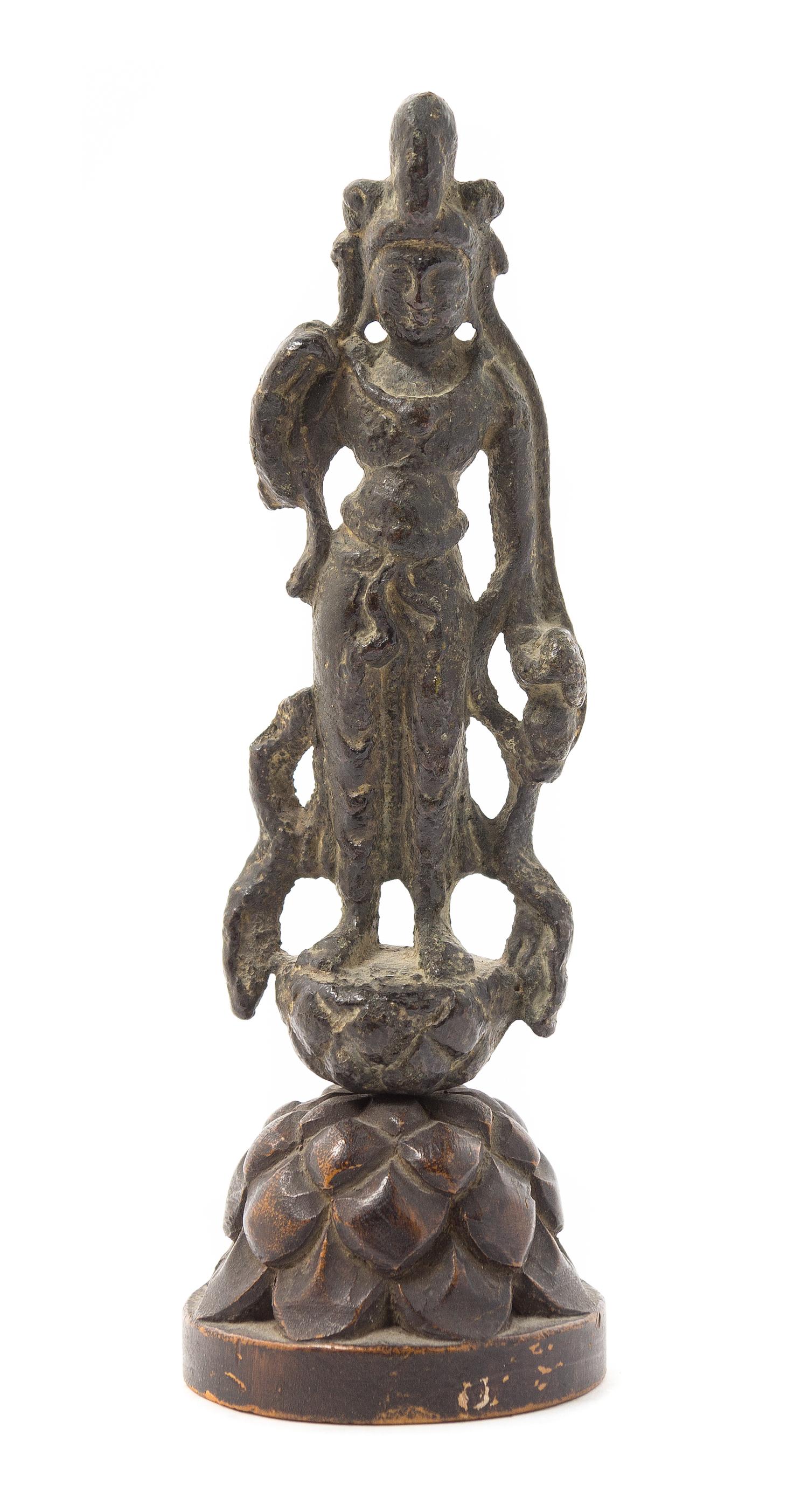 A Chinese Bronze Figure of Guanyin TANG DYNASTY Height 6 3/4 inches. — TANG DYNASTY