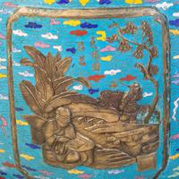 A Pair of Large Chinese Export Cloisonné Fish Bowls and Stands