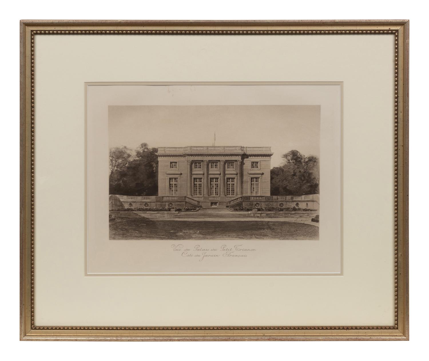 A Set of Six Framed Engravings Depicting Versailles and the Petit Trianon