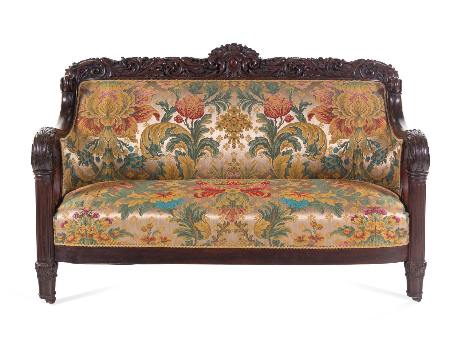 A Karpen Carved Mahogany Sofa
