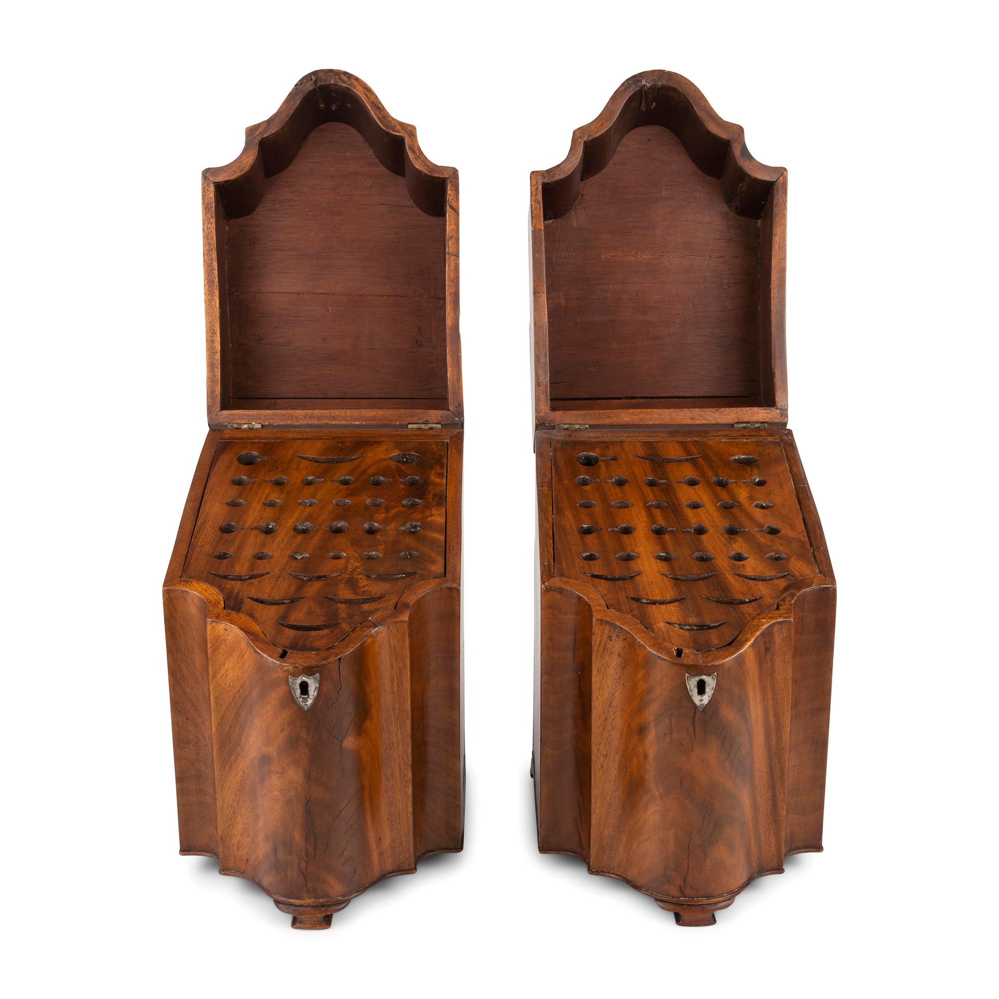 A Pair of George III Figured Mahogany Knife Boxes