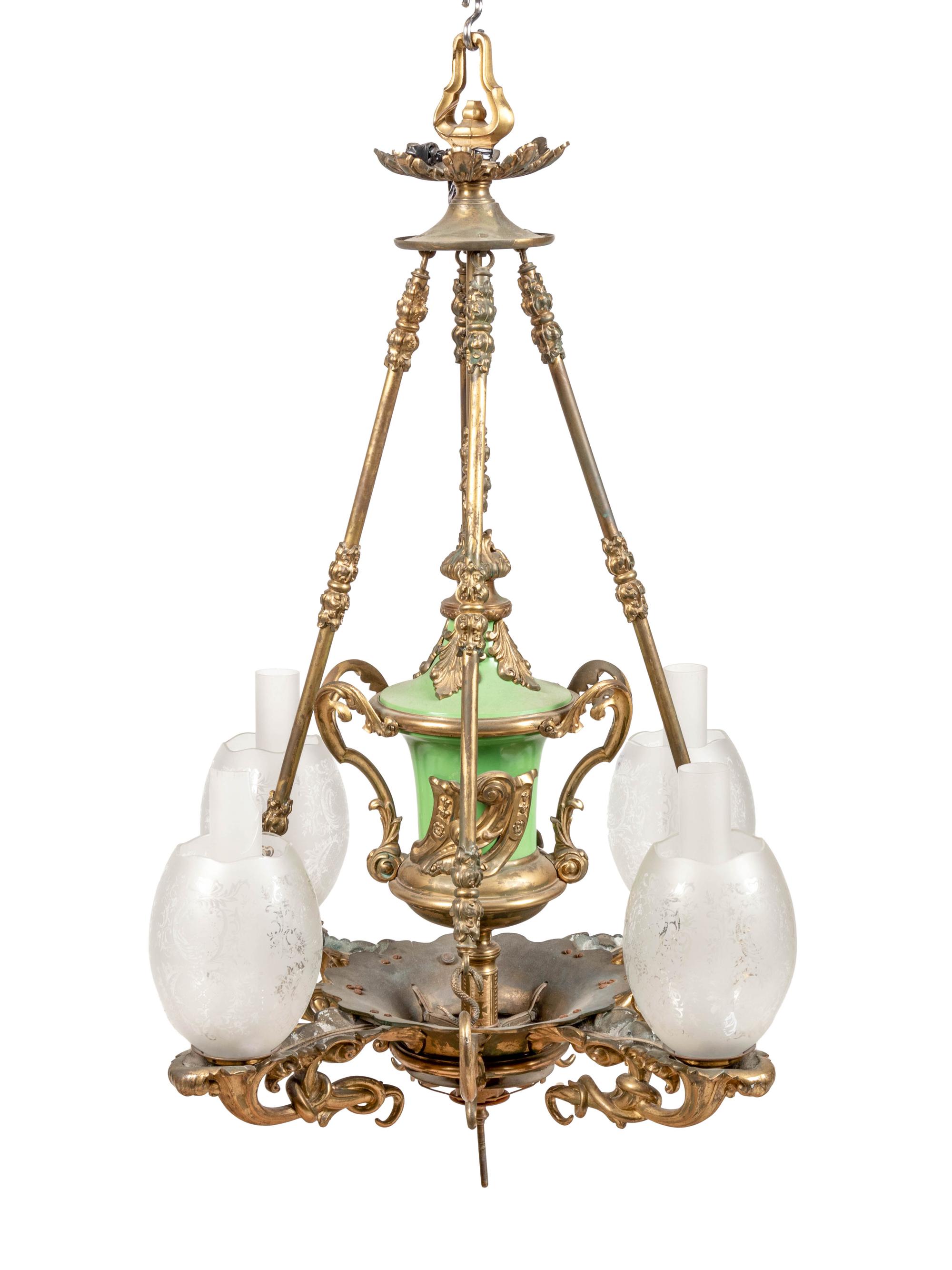 A Continental Gilt Bronze and Glass Chandelier