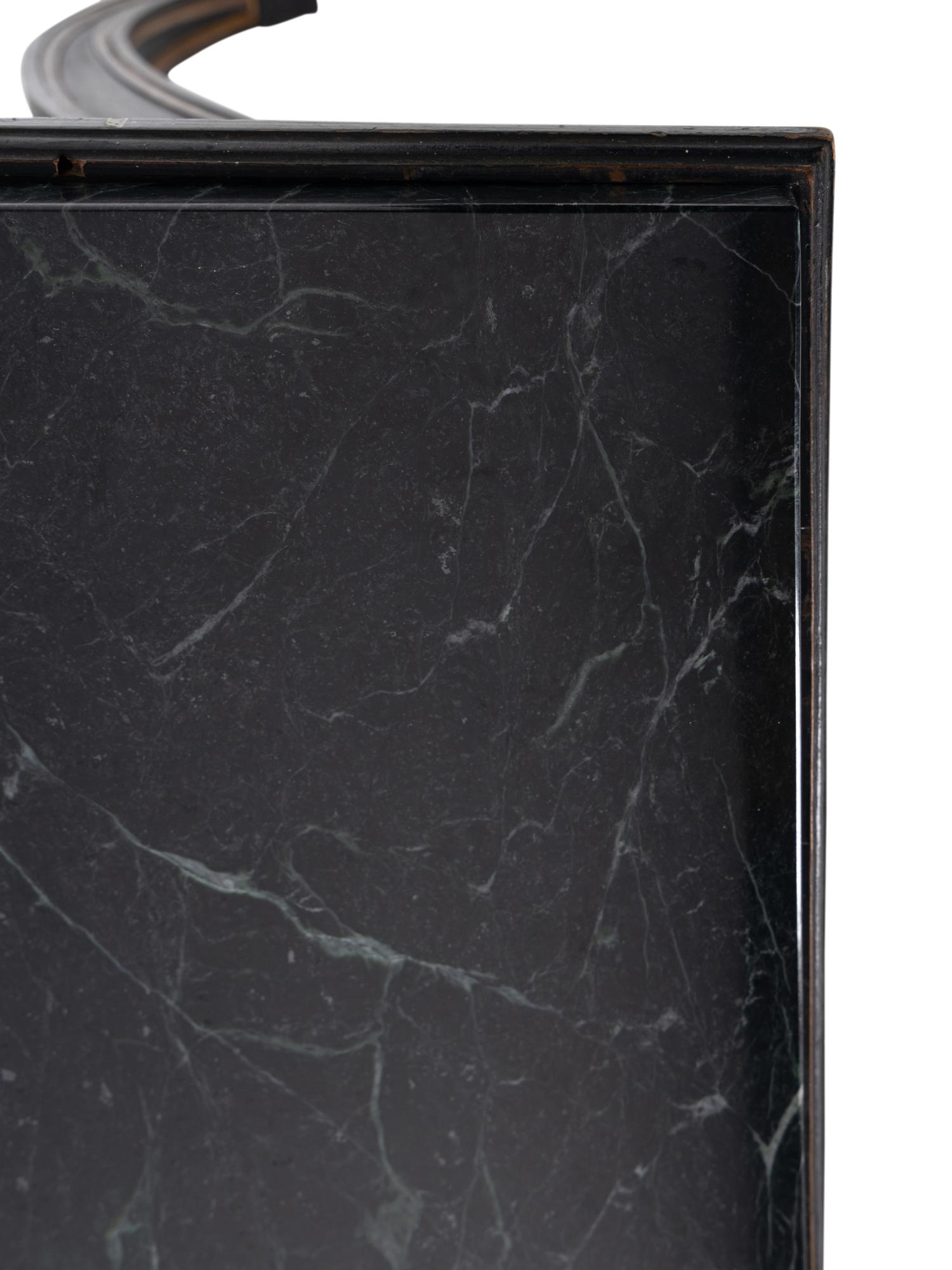 A Black-Painted and Parcel-Gilt Marble-Top Pier Table