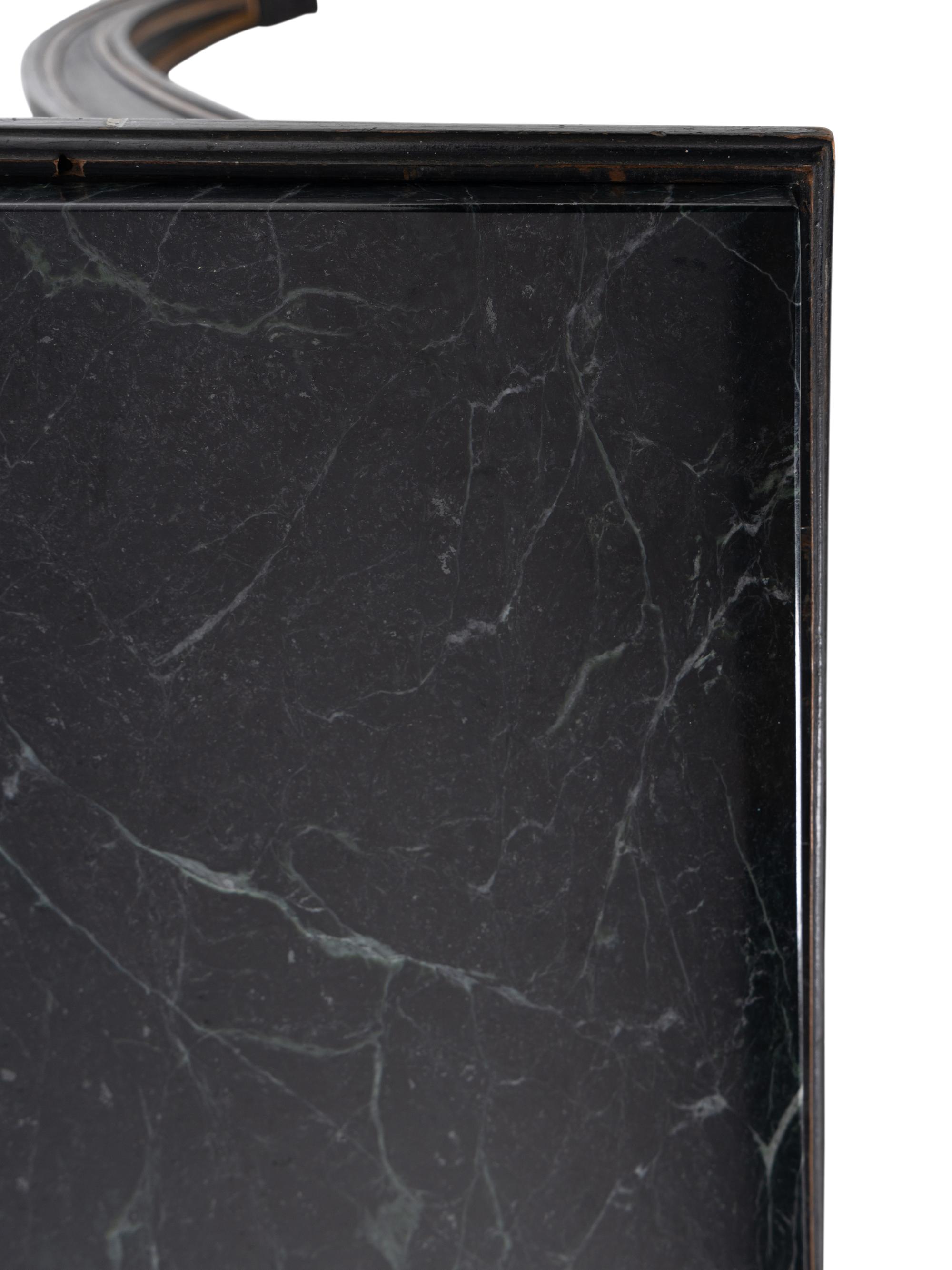 A Black-Painted and Parcel-Gilt Marble-Top Pier Table