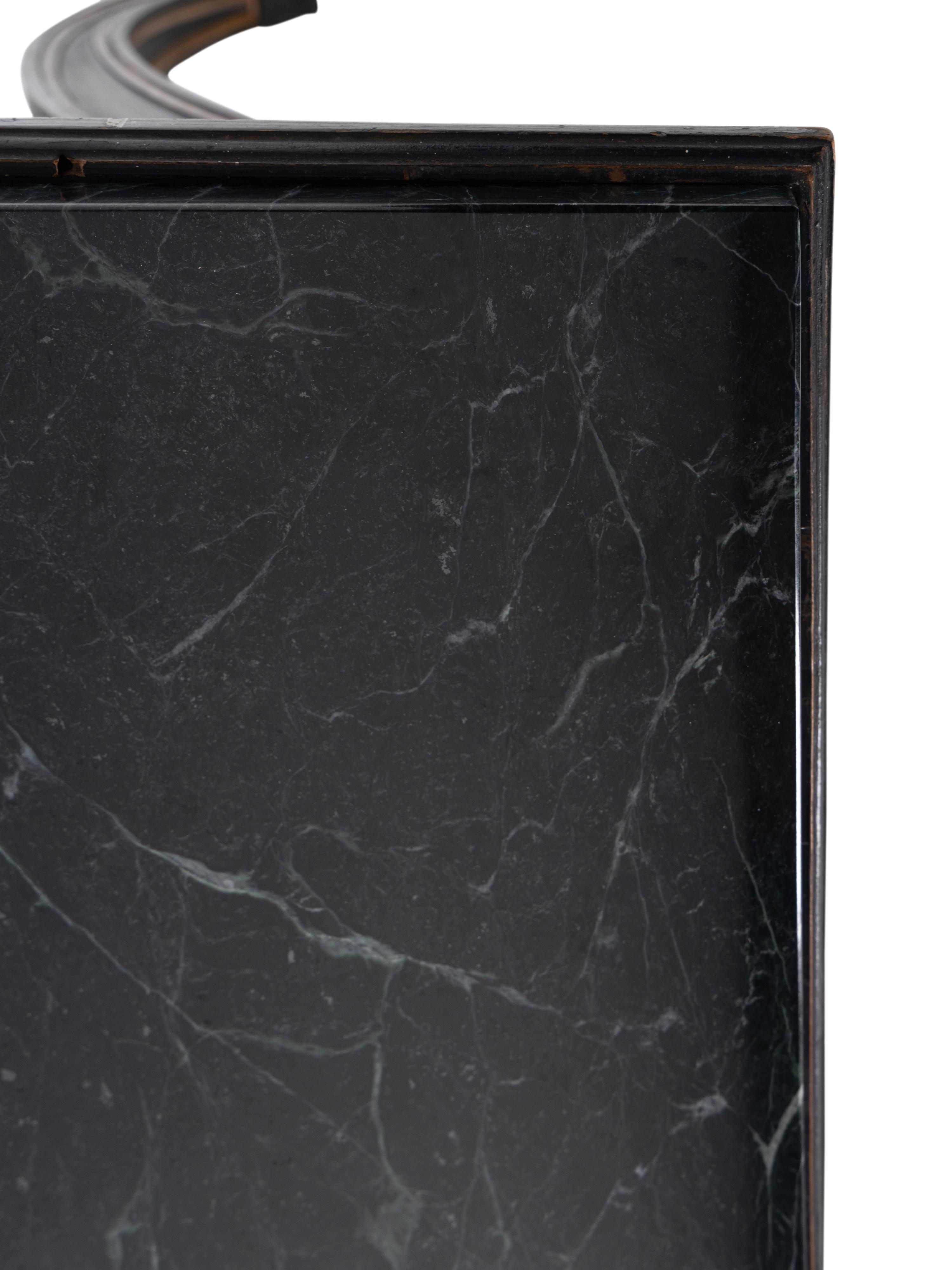 A Black-Painted and Parcel-Gilt Marble-Top Pier Table