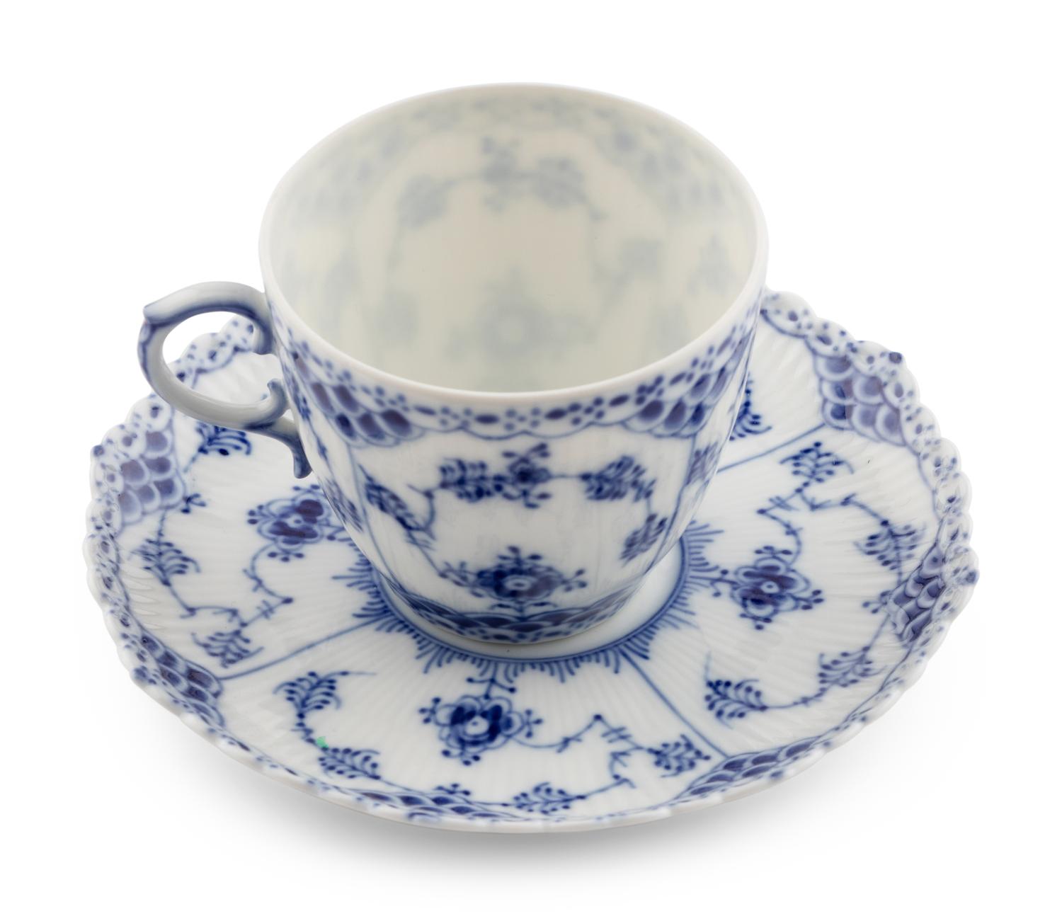 A Royal Copenhagen Blue Fluted Porcelain Tea Service