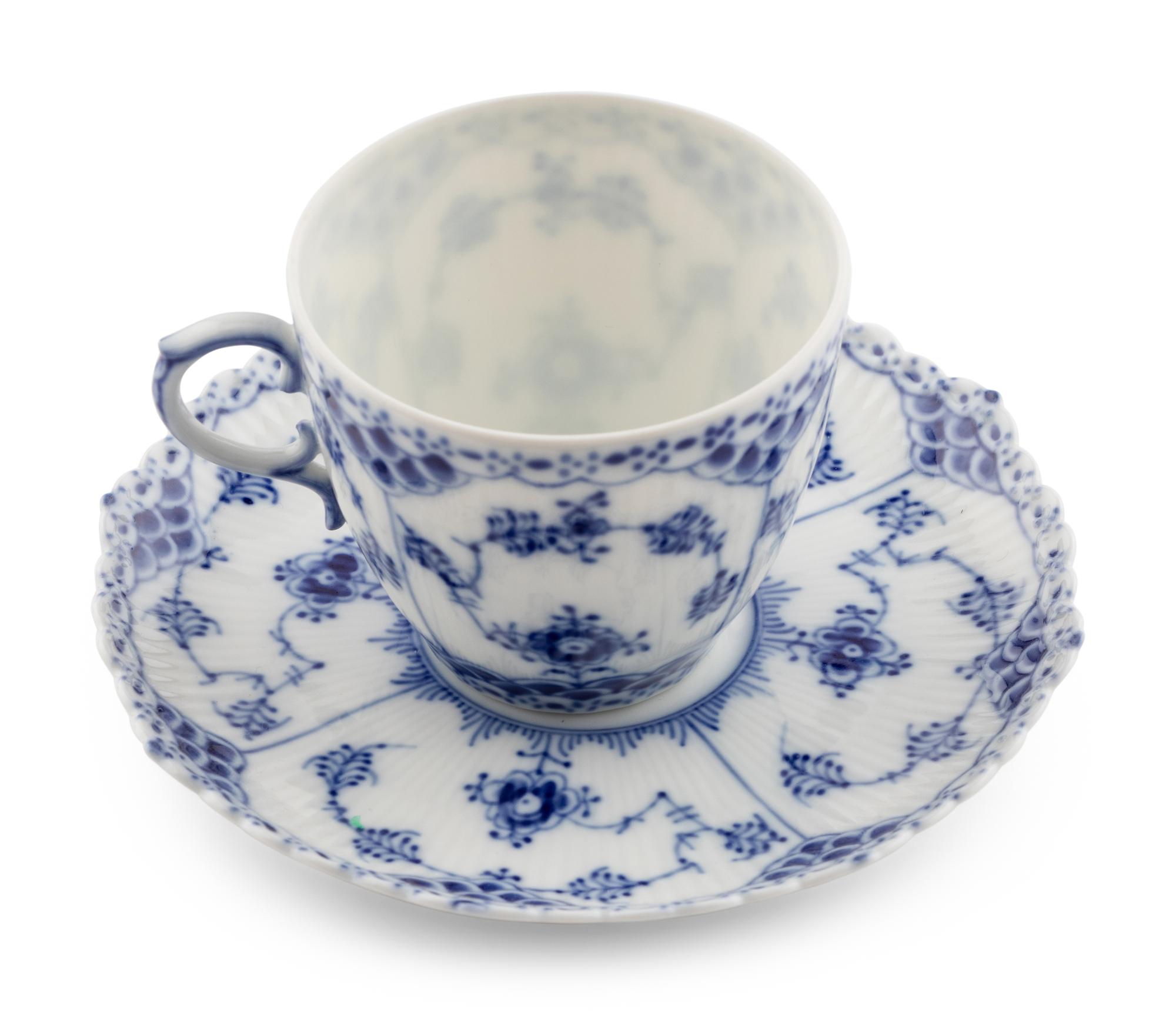 A Royal Copenhagen Blue Fluted Porcelain Tea Service